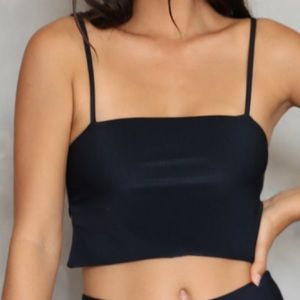Those Seen Dancing Aoki bikini top in ribbed black, NWT